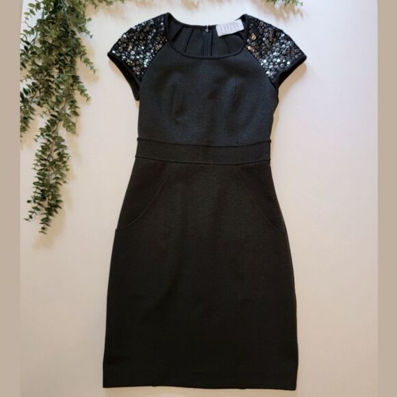 Jodi Arnold Dresses & Skirts - Jodi Arnold Silk Sequin Shoulder Sheath Dress
